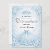 Elegant Blue and Silver Quinceanera  Kaart (Voorkant)