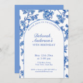 Elegant Blue and White 50th Birthday Party Kaart (Voorkant / Achterkant)
