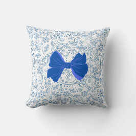 Elegant Blue and White Bow Pattern Kussen