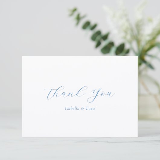 Elegant Blue and White Coastal Chic Wedding Bedankkaart (Staand voorkant)