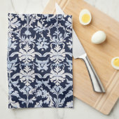 Elegant Blue and White Damask Theedoek (Quarter Fold)