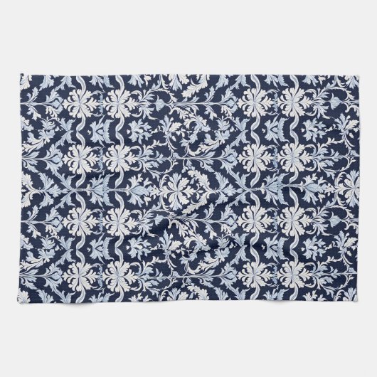 Elegant Blue and White Damask Theedoek (Horizontaal)