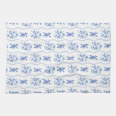 Elegant Blue and White Floral Kitchen Towel Theedoek (Horizontaal)