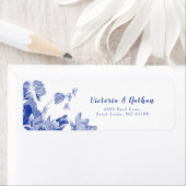 Elegant Blue and White Floral Wedding Label (Insitu)