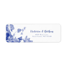 Elegant Blue and White Floral Wedding Label
