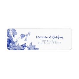 Elegant Blue and White Floral Wedding Label
