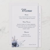 Elegant Blue and White Floral Wedding Menu (Voorkant / Achterkant)