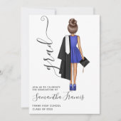 Elegant Blue and White Girl Graduation Party Kaart (Voorkant)