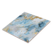 Elegant Blue And White Gold Marble Pattern  Tegeltje (Zijkant)