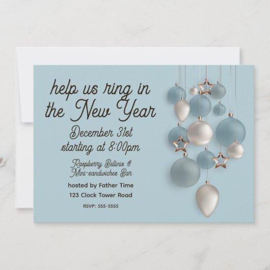 Elegant Blue and White Ornaments New Year's Eve Kaart (Voorkant)