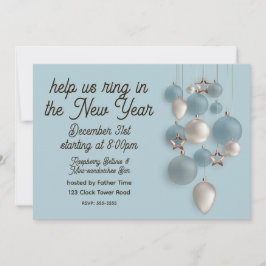 Elegant Blue and White Ornaments New Year's Eve Kaart