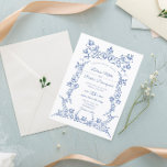 Elegant Blue and White Wedding Invitation Kaart<br><div class="desc">Elegant Wedding-uitnodiging. Ontdek de Victoriaans huwelijksuitnodigingssuite en overeenstemmende objecten in onze winkel!</div>