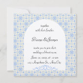 Elegant Blue and White Wedding Invitation Kaart (Voorkant)