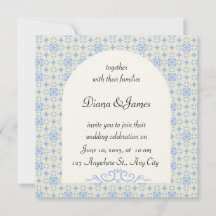 Elegant Blue and White Wedding Invitation