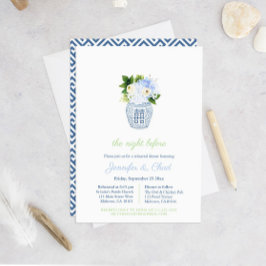 Elegant Blue and White Wedding Rehearsal Dinner Kaart