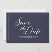 Elegant Blue and White Wedding Save The Date (Voorkant)