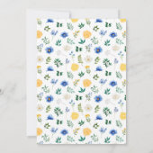 Elegant Blue and Yellow Floral Wedding Kaart (Achterkant)