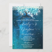 Elegant Blue Aqua Blauwgroen Heart Leaf Tree Weddi Kaart (Voorkant)