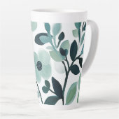 Elegant Blue Aqua Floral Pattern Mok Design (Rechterhoek)