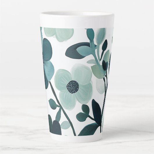 Elegant Blue Aqua Floral Pattern Mok Design (Voorkant)