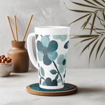 Elegant Blue Aqua Floral Pattern Mok Design