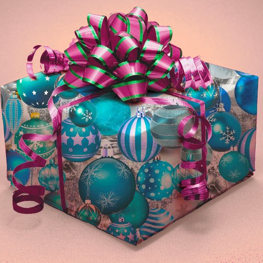 Elegant blue aqua-kerstversiering feestdagen cadeaupapier