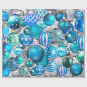 Elegant blue aqua-kerstversiering feestdagen cadeaupapier (Vlak)