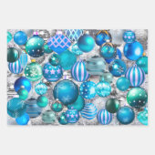 Elegant blue aqua-kerstversiering feestdagen inpakpapier vel (Voorkant)