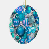 Elegant blue aqua-kerstversiering feestdagen keramisch ornament (Rechts)