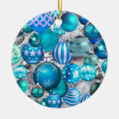 Elegant blue aqua-kerstversiering feestdagen keramisch ornament (Voorkant)
