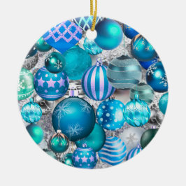 Elegant blue aqua-kerstversiering feestdagen keramisch ornament