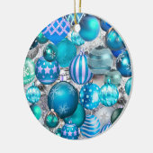 Elegant blue aqua-kerstversiering feestdagen keramisch ornament (Links)