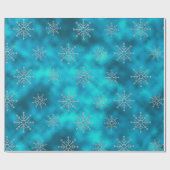Elegant blue aqua met kerstversiering feestdagen W Cadeaupapier (Vlak)