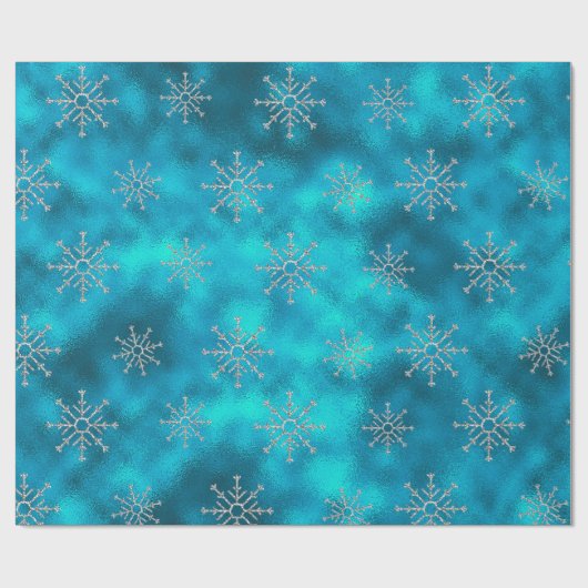 Elegant blue aqua met kerstversiering feestdagen W Cadeaupapier (Vlak)
