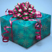Elegant blue aqua met kerstversiering feestdagen W Cadeaupapier