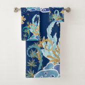 Elegant Blue Aqua Turquoise Gold Glitter Ocean Bad Handdoek (Insitu)