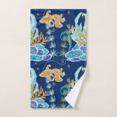 Elegant Blue Aqua Turquoise Gold Glitter Ocean Bad Handdoek (Handdoek)