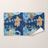 Elegant Blue Aqua Turquoise Gold Glitter Ocean Bad Handdoek (Handdoek)