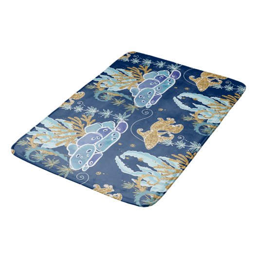 Elegant Blue Aqua Turquoise Gold Glitter Ocean Badmat (Gekanteld)