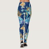 Elegant Blue Aqua Turquoise Gold Glitter Ocean Leggings (Achterkant)