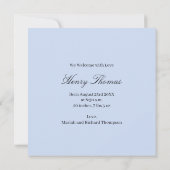Elegant Blue Baby Announcement Photo Minimalist (Achterkant)