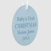 Elegant Blue Baby Boy eerste kerstfoto Ornament (voorkant)
