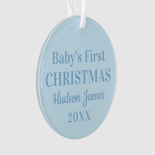 Elegant Blue Baby Boy eerste kerstfoto Ornament (voorkant)