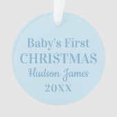Elegant Blue Baby Boy eerste kerstfoto Ornament (voorkant)