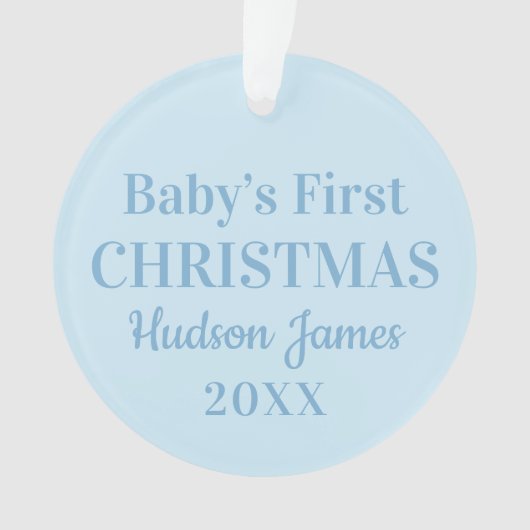 Elegant Blue Baby Boy eerste kerstfoto Ornament (voorkant)