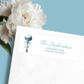 Elegant Blue Baby Rattle Boy Baby shower Adres Etiket