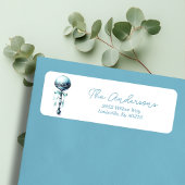 Elegant Blue Baby Rattle Boy Baby shower Adres Etiket