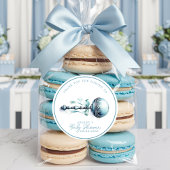 Elegant Blue Baby Rattle Boy Baby shower Bedankt Ronde Sticker