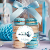 Elegant Blue Baby Rattle Boy Baby shower Bedankt Ronde Sticker