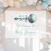Elegant Blue Baby Rattle Boy Baby shower Welkom Spandoek